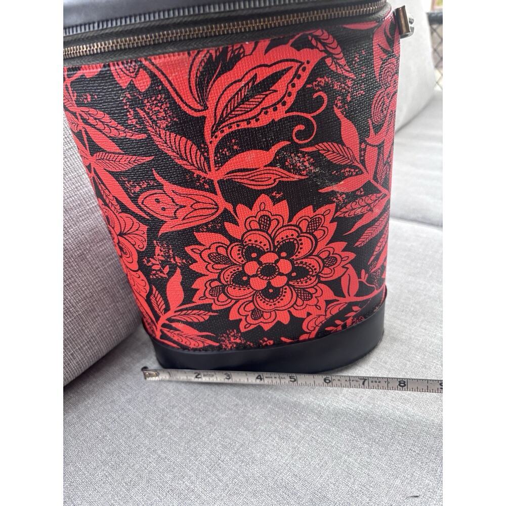 Vintage Aladdin Thermos Vinyl Bag Red Floral Rose Flowers - Picture 4 of 9